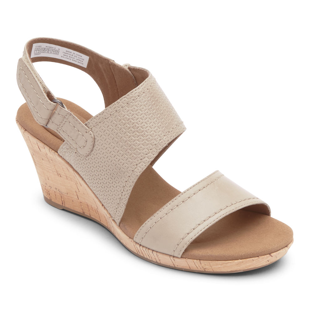 Rockport Sandaler Dame Beige - Briah Asymmetrical 2-Piece - WYRA92483